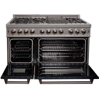 Z Line ZLINE RASBLM48 48 Inch Matte Black Dual Fuel Double Oven Freestanding Range — thumbnail 11