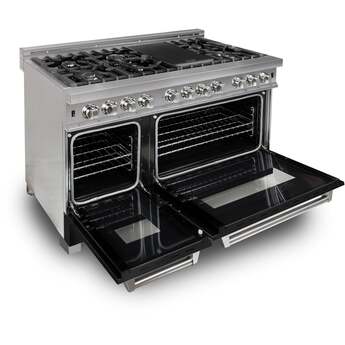 Z Line ZLINE RASBLM48 48 Inch Matte Black Dual Fuel Double Oven Freestanding Range — thumbnail 15