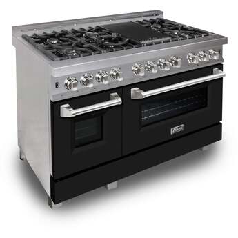 Z Line ZLINE RASBLM48 48 Inch Matte Black Dual Fuel Double Oven Freestanding Range — thumbnail 2