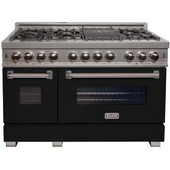 Z Line ZLINE RASBLM48 48 Inch Matte Black Dual Fuel Double Oven Freestanding Range — thumbnail 3