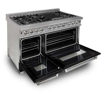 Z Line ZLINE RASBLM48 48 Inch Matte Black Dual Fuel Double Oven Freestanding Range — thumbnail 4