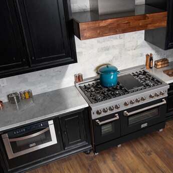 Z Line ZLINE RASBLM48 48 Inch Matte Black Dual Fuel Double Oven Freestanding Range — thumbnail 6