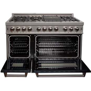 Z Line ZLINE RASBLM48 48 Inch Matte Black Dual Fuel Double Oven Freestanding Range — thumbnail 7