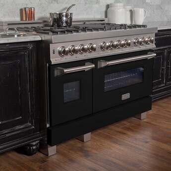 Z Line ZLINE RASBLM48 48 Inch Matte Black Dual Fuel Double Oven Freestanding Range — thumbnail 9