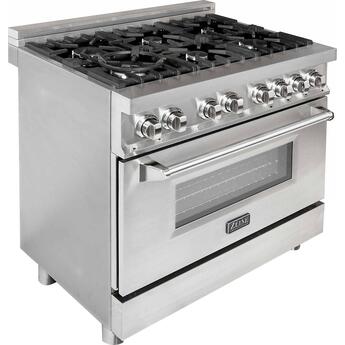 Z Line ZLINE RASN36 36 Inch Snow Stainless Steel Dual Fuel Convection Freestanding Rang