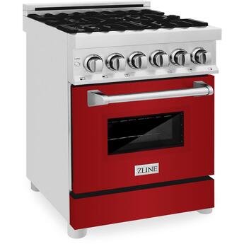 Z Line ZLINE RASRG24 24 Inch Natural Gas, Dual Fuel Freestanding Range in Red Gloss