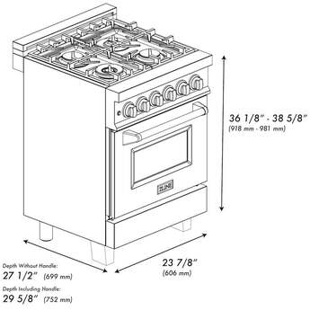 Z Line ZLINE RASSN24 24 Inch Natural Gas, Dual Fuel Freestanding Range in DuraSnow Sta — thumbnail 9