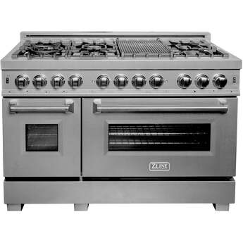 Z Line ZLINE RASSN48 48 Inch Snow Stainless Steel Dual Fuel Double Oven Freestanding Ra