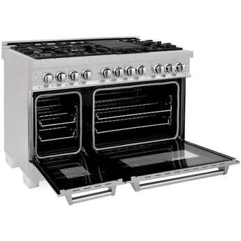 Z Line ZLINE RASSN48 48 Inch Snow Stainless Steel Dual Fuel Double Oven Freestanding Ra — thumbnail 48