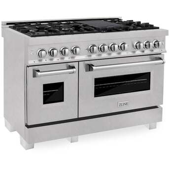 Z Line ZLINE RASSN48 48 Inch Snow Stainless Steel Dual Fuel Double Oven Freestanding Ra — thumbnail 7