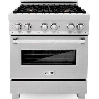 Z Line ZLINE RASSNBR30 30 Inch DuraSnow Stainless Steel Dual Fuel Freestanding Range, i