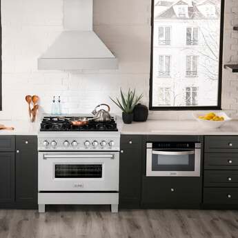 Z Line ZLINE RASSNBR36 36 Inch DuraSnow Stainless Steel Dual Fuel Freestanding Range, i — thumbnail 2