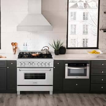 Z Line ZLINE RASSNBR36 36 Inch DuraSnow Stainless Steel Dual Fuel Freestanding Range, i — thumbnail 7