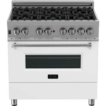Z Line ZLINE RASWM36 36 Inch White Matte Gas Convection Freestanding Range