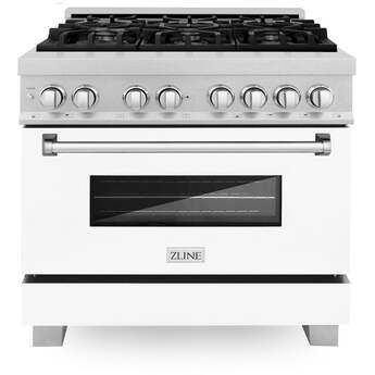 Z Line ZLINE RASWM36 36 Inch White Matte Gas Convection Freestanding Range — thumbnail 5