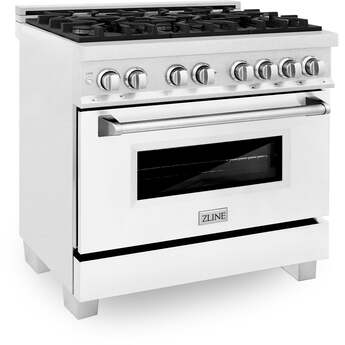 Z Line ZLINE RASWM36 36 Inch White Matte Gas Convection Freestanding Range — thumbnail 6