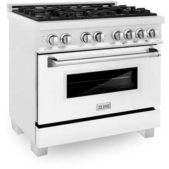 Z Line ZLINE RASWM36 36 Inch White Matte Gas Convection Freestanding Range — thumbnail 8