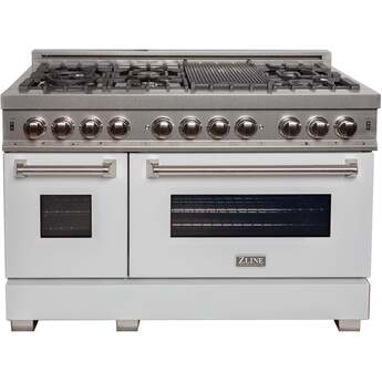 Z Line ZLINE RASWM48 48 Inch White Matte Dual Fuel Double Oven Freestanding Range