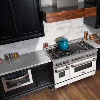 Z Line ZLINE RASWM48 48 Inch White Matte Dual Fuel Double Oven Freestanding Range — thumbnail 2