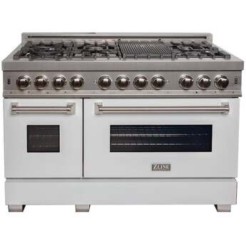 Z Line ZLINE RASWM48 48 Inch White Matte Dual Fuel Double Oven Freestanding Range — thumbnail 3