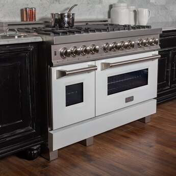 Z Line ZLINE RASWM48 48 Inch White Matte Dual Fuel Double Oven Freestanding Range — thumbnail 5