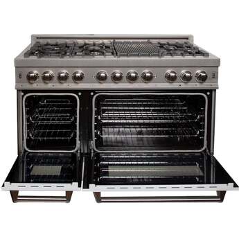 Z Line ZLINE RASWM48 48 Inch White Matte Dual Fuel Double Oven Freestanding Range — thumbnail 9