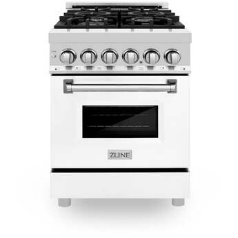 Z Line ZLINE RAWM24 24 Inch Dual Fuel Natural Gas Freestanding Range, in White Matte
