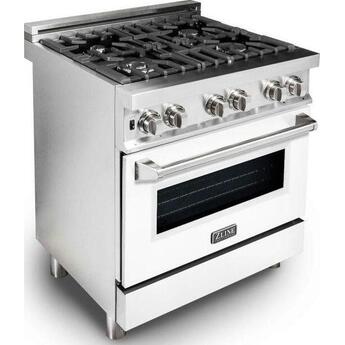 Z Line ZLINE RAWM30 30 Inch White Matte Dual Fuel Convection Freestanding Range