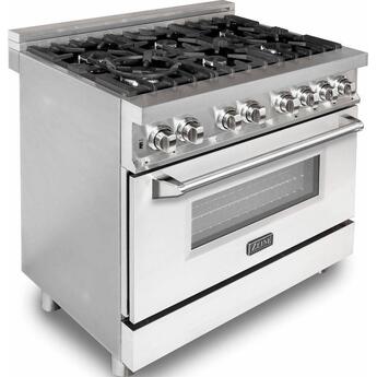 Z Line ZLINE RAWM36 36 Inch White Matte Dual Fuel Convection Freestanding Range