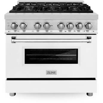 Z Line ZLINE RAWM36 36 Inch White Matte Dual Fuel Convection Freestanding Range — thumbnail 13