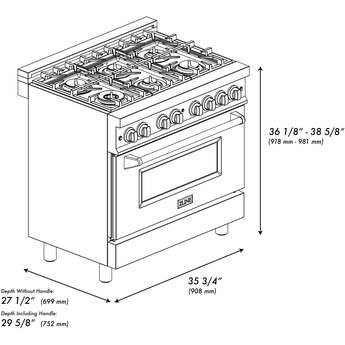 Z Line ZLINE RAWM36 36 Inch White Matte Dual Fuel Convection Freestanding Range — thumbnail 20