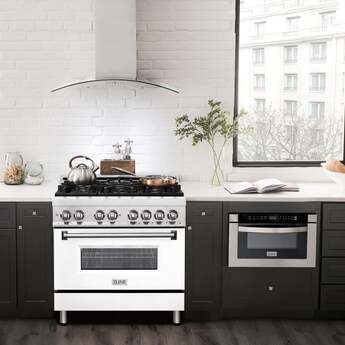 Z Line ZLINE RAWM36 36 Inch White Matte Dual Fuel Convection Freestanding Range — thumbnail 6