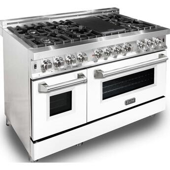 Z Line ZLINE RAWM48 48 Inch White Matte Dual Fuel Convection Double Oven Freestanding R