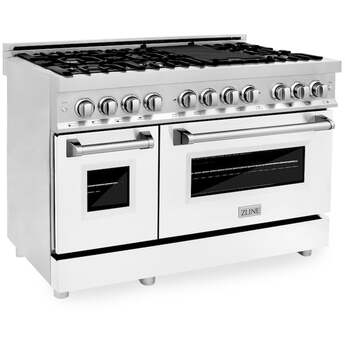 Z Line ZLINE RAWM48 48 Inch White Matte Dual Fuel Convection Double Oven Freestanding R — thumbnail 4