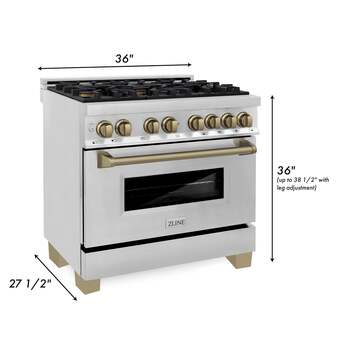 Z Line ZLINE Autograph Edition Series 36 Inch Dual Fuel Natural Gas Freestanding Range, — thumbnail 4