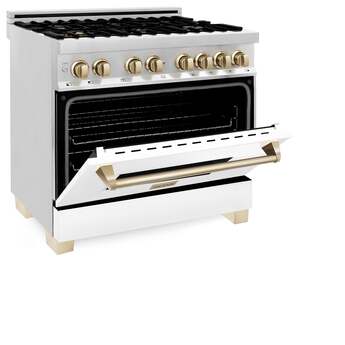 Z Line ZLINE RAZWM36CB Autograph Edition Series 36 Inch Natural Gas, Dual Fuel Freestan