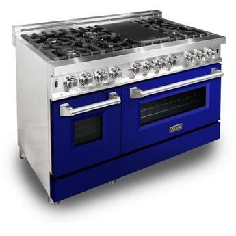 Z Line ZLINE RABG48 48 Inch Blue Gloss Dual Fuel Convection Double Oven Freestanding Ra