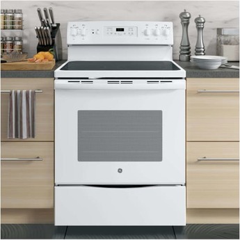 GE 30" White Electric Smoothtop Range - Convection — thumbnail 4