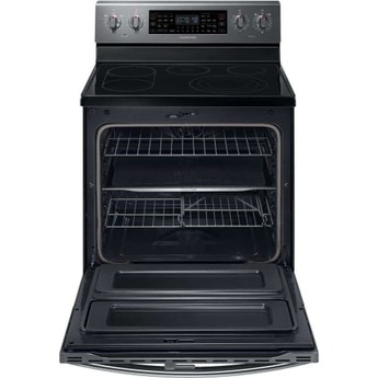 Samsung 30" Black Stainless Steel Electric Smoothtop Double Oven Range - Convection — thumbnail 2