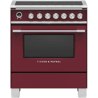 Fisher Paykel Series 9 Classic 30" Red with Warming Drawer Self Clean Smoothtop Induction Range - Convection