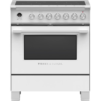 Fisher Paykel Series 9 Classic 30" White with Warming Drawer Self Clean Smoothtop Induction Range - Convection