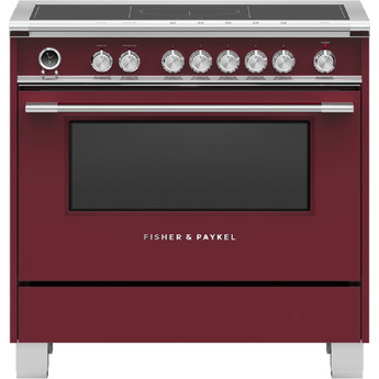 Fisher Paykel Series 9 Classic 36" Red Self Clean with SmartZone & Warming Drawer Smoothtop Induction Range - Convection