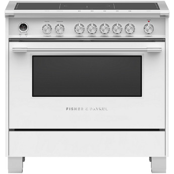 Fisher Paykel Series 9 Classic 36" White Self Clean with SmartZone & Warming Drawer Smoothtop Induction Range - Convection