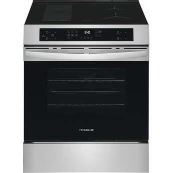 Frigidaire 30 Inch Freestanding Induction Range with 5.3 Cu. Ft. Oven Capacity, Auto Pan Detect, Bridge Element , Hot-Surface Indicator Light, Air Fry, Delay Start, Steam Bake, Steam Clean, Keep Warm Function, Energy Star Certified and ADA Compliant: Stainless Steel
