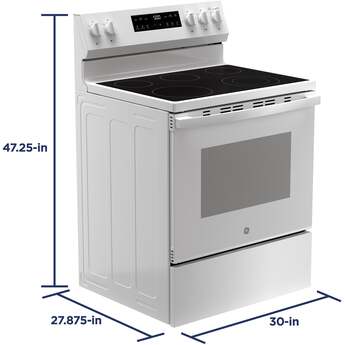 30 Inch Freestanding Electric Range with 5 Smoothtop Elements, 5.3 cu. ft. Oven Capacity, Power Boil™ Burner, Warming Zone, Storage Drawer, Crisp Mode, Sabbath Mode, and Self & Steam Clean: White — thumbnail 32