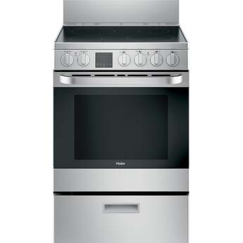 Haier 24" Stainless Steel Electric Smoothtop Range with Modular Backguard - Convection - ADA Compliant