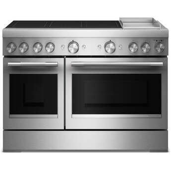 KitchenAid 48 Inch Freestanding Commercial-Style Induction Range with 6 Elements, Chrome-Infused Electric Griddle, 6.3 cu. ft. Total Capacity, Even-Heat™ True Convection, SatinGlide™ Roll-Out Extension Rack, Sabbath Mode, and Star-K Certified: Stainless Steel