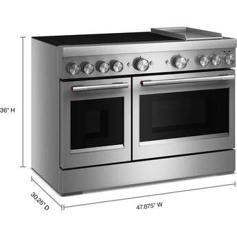 KitchenAid 48 Inch Freestanding Commercial-Style Induction Range with 6 Elements, Chrome-Infused Electric Griddle, 6.3 cu. ft. Total Capacity, Even-Heat™ True Convection, SatinGlide™ Roll-Out Extension Rack, Sabbath Mode, and Star-K Certified: Stainless Steel — thumbnail 10