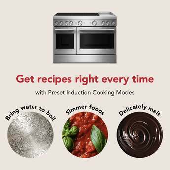KitchenAid 48 Inch Freestanding Commercial-Style Induction Range with 6 Elements, Chrome-Infused Electric Griddle, 6.3 cu. ft. Total Capacity, Even-Heat™ True Convection, SatinGlide™ Roll-Out Extension Rack, Sabbath Mode, and Star-K Certified: Stainless Steel — thumbnail 2