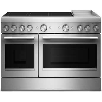 KitchenAid 48 Inch Freestanding Commercial-Style Induction Range with 6 Elements, Chrome-Infused Electric Griddle, 6.3 cu. ft. Total Capacity, Even-Heat™ True Convection, SatinGlide™ Roll-Out Extension Rack, Sabbath Mode, and Star-K Certified: Stainless Steel — thumbnail 3